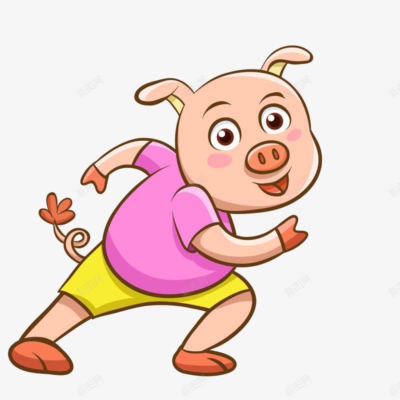 卡通穿着衣服的小猪矢量图ai免抠素材_新图网 https://ixintu.com 动物设计 卡通 小猪 手绘 穿着衣服 矢量图