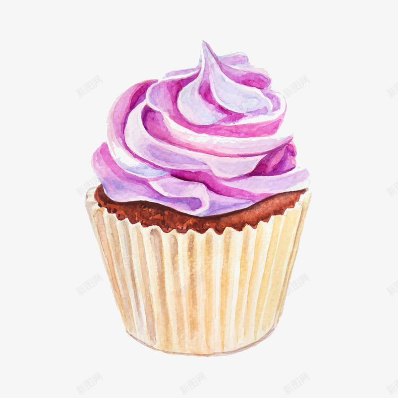 水彩紫色蛋糕png免抠素材_新图网 https://ixintu.com 水彩蛋糕 甜品 糕点