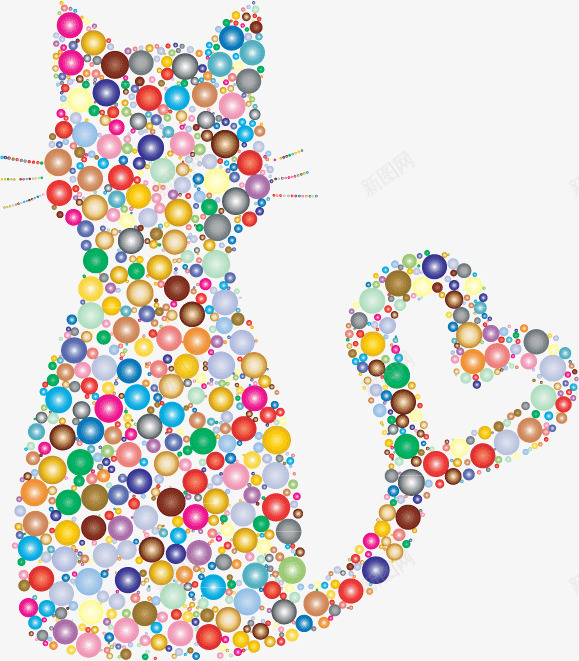 彩色的猫咪png免抠素材_新图网 https://ixintu.com 动物 可爱 圆形 爱宠物 猫