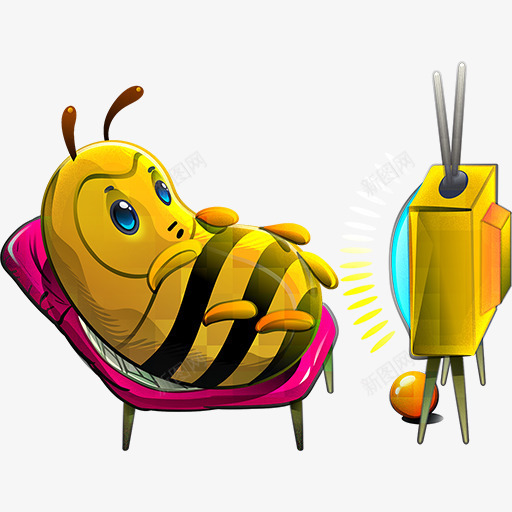 可爱卡通蜜蜂看电视png免抠素材_新图网 https://ixintu.com 卡通 可爱 电视 蜜蜂