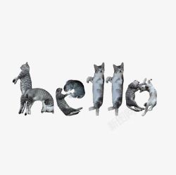 创意猫咪组成的英文HELLO素材