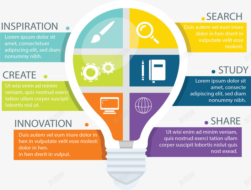 商务拼图灯泡图表矢量图ai免抠素材_新图网 https://ixintu.com 信息图表 商务图表 拼图灯泡 灯泡 灯泡图表 矢量png 矢量图