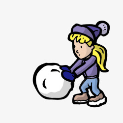 推雪球的小男孩推雪球的女孩高清图片