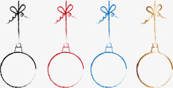 圣诞球与杉树树图片手绘线描彩色圣诞球高清图片