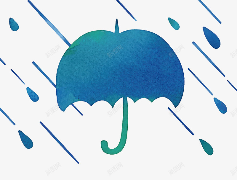 手绘蓝色雨伞矢量图ai免抠素材_新图网 https://ixintu.com 下雨天 卡通 手绘 蓝色 雨伞 雨滴 矢量图