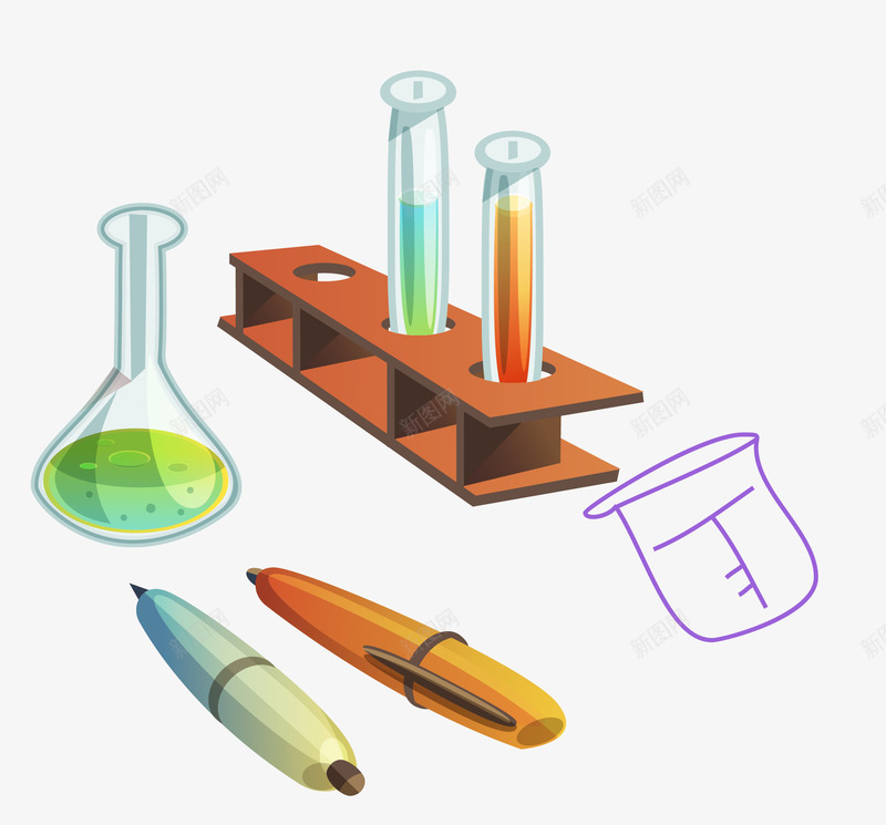 实验室器材png免抠素材_新图网 https://ixintu.com 化学 实验室 矢量素材 试剂 试管 钢笔