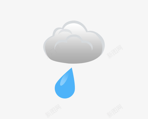 一个小雨天气图标psd_新图网 https://ixintu.com 图标 天气 小雨 灰白