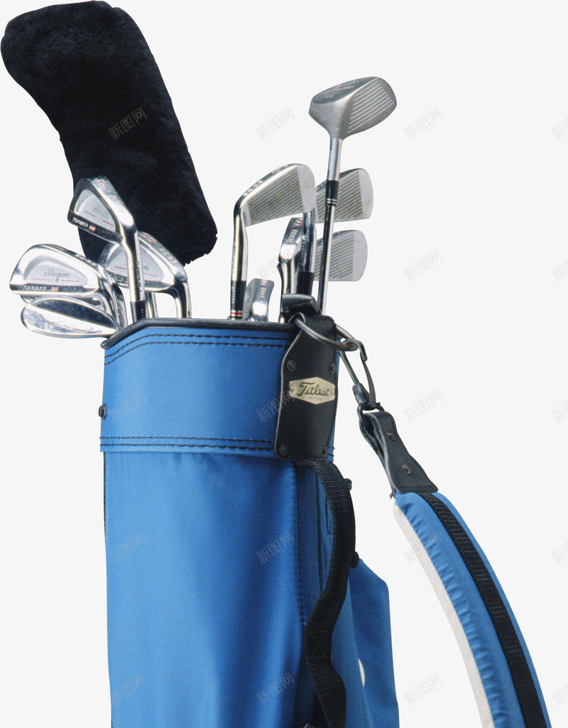 高尔夫球袋png免抠素材_新图网 https://ixintu.com 手绘 绳子 背带 蓝色 袋子 高尔夫球杆