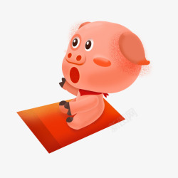 水彩手绘小猪和红包素材