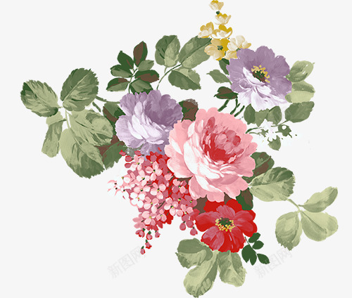 线描花草装饰卡通png免抠素材_新图网 https://ixintu.com 绿植花草 花卉图案 花草图案 花草线描