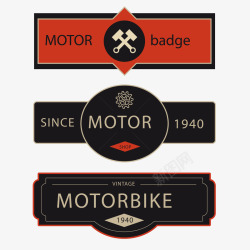 复古摩托复古风格的三辆摩托车徽章矢量图高清图片
