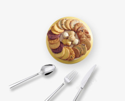 叉具小甜饼和刀叉高清图片