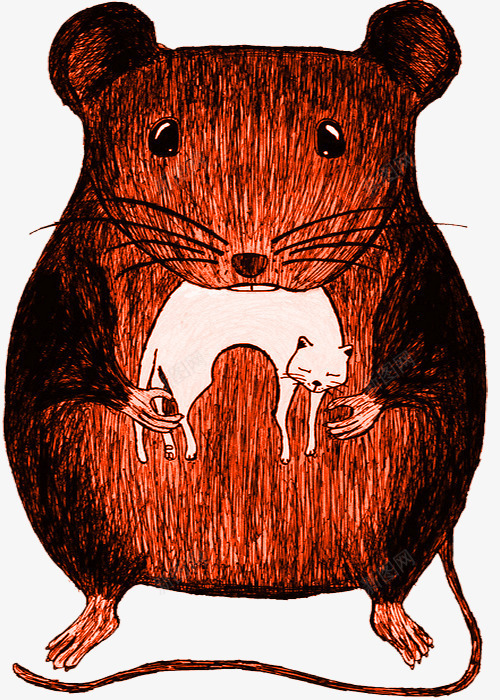 老鼠吃猫png免抠素材_新图网 https://ixintu.com 卡通 手绘 猫咪 白色 简图 红色 老鼠 老鼠生日 黑色