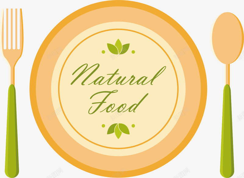 自然餐具盘子png免抠素材_新图网 https://ixintu.com 叉子 汤匙 环保 盘子 绿色 自然 餐具