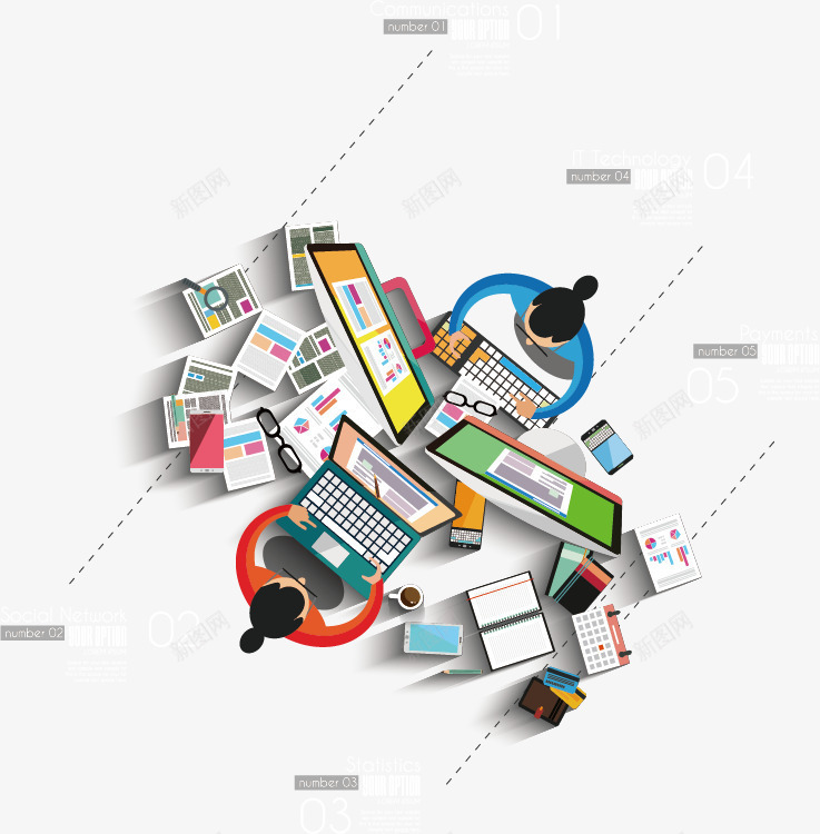 扁平化商务元素矢量图ai免抠素材_新图网 https://ixintu.com 商务办公 学术研究 扁平化 研究报告 职场人物 金融商务 矢量图