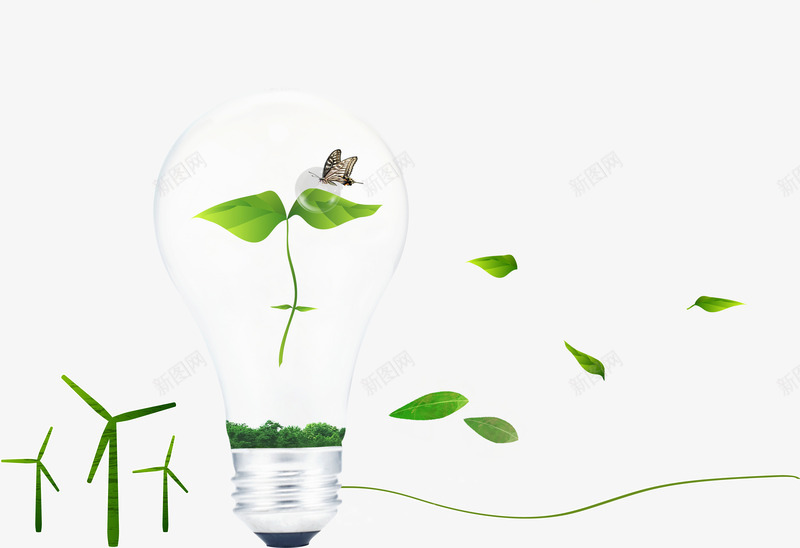 环保电灯泡png免抠素材_新图网 https://ixintu.com 创意设计 环保 电灯泡 绿色