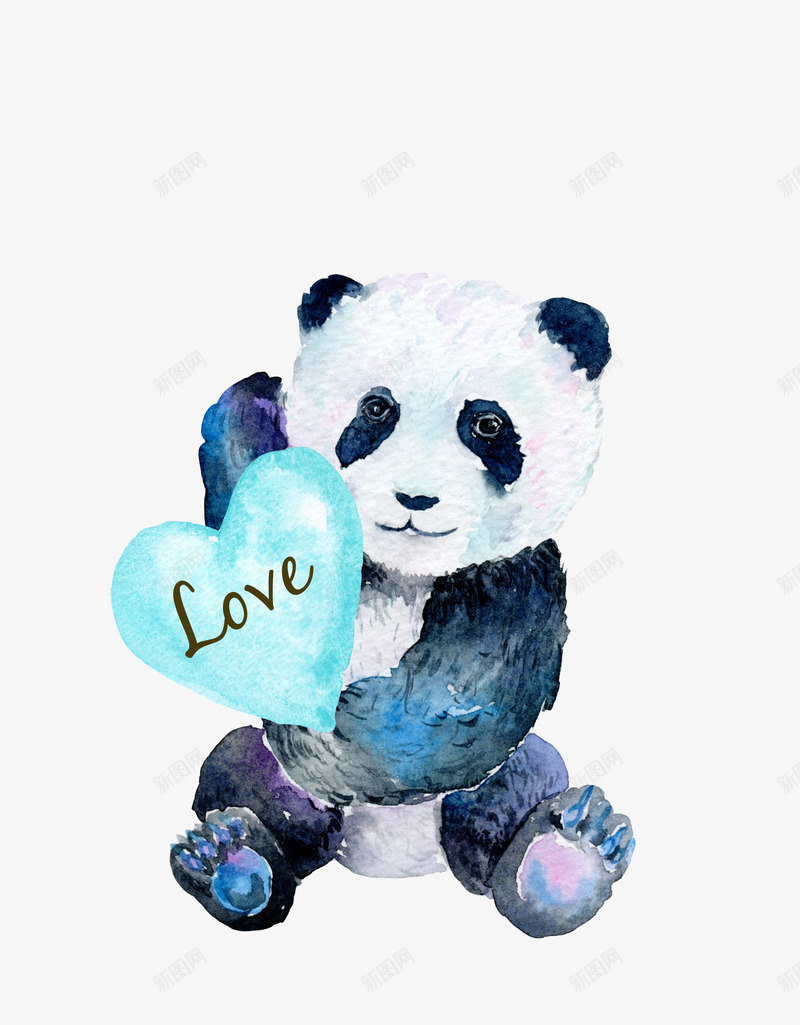 卡通手绘熊猫爱心png免抠素材_新图网 https://ixintu.com 创意 动漫动画 卡通熊猫 可爱的熊猫 手绘 爱心