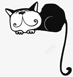 黑色手绘艺术猫咪素材