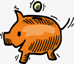 手绘小猪零钱罐矢量图素材
