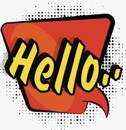 hello对话框梯形橘色气泡框高清图片