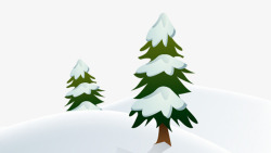 雪地里的树雪地里的绿色的树高清图片