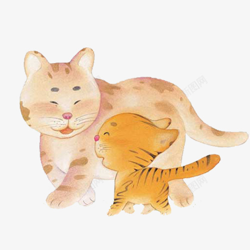 卡通两只猫咪png免抠素材_新图网 https://ixintu.com 卡通 宠物 手绘 水彩 猫咪