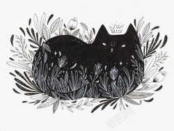 卡通黑猫素材