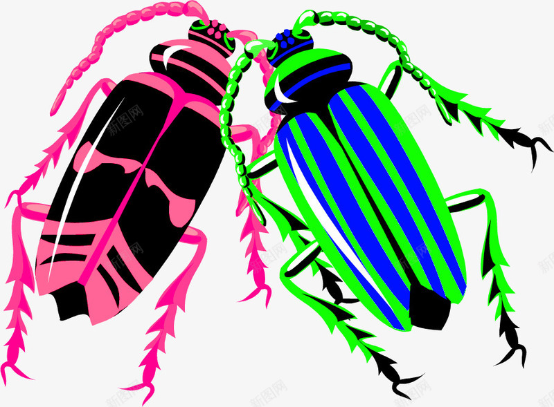 彩色昆虫png免抠素材_新图网 https://ixintu.com 卡通 害虫 彩色 手绘 昆虫 粉色 蓝绿色 虫类