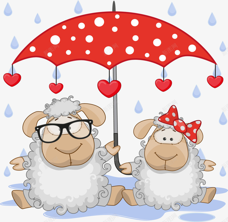 卡通红色雨伞png免抠素材_新图网 https://ixintu.com 下雨 卡通 唯美 小羊 爱心 红色 蝴蝶结 雨伞