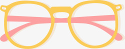 手绘黄色眼镜镜框素材