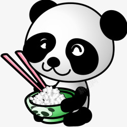在吃饭的熊猫矢量图素材