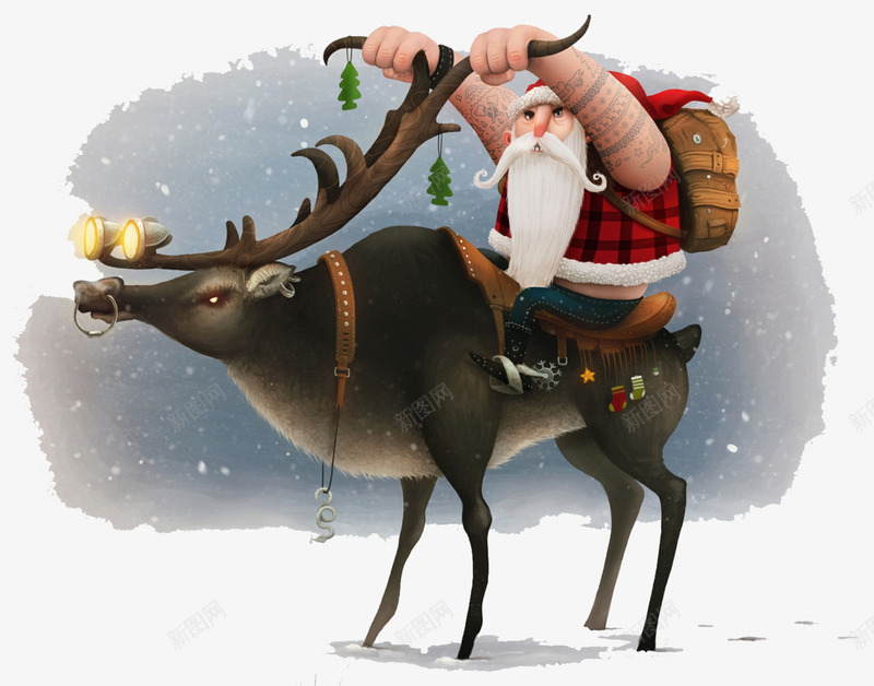 圣诞老人骑鹿喇叭雪png免抠素材_新图网 https://ixintu.com 喇叭 圣诞 圣诞节 老人 节日 雪 骑鹿