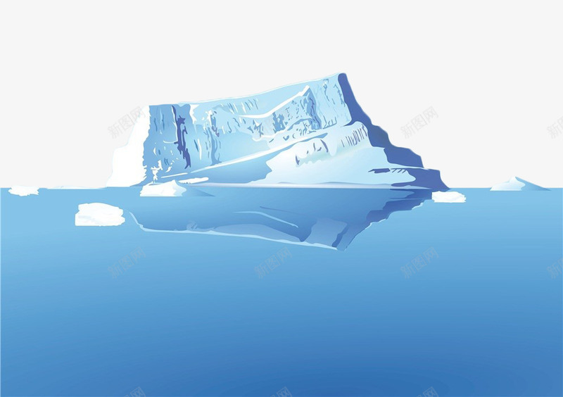 手绘冰山浮冰png免抠素材_新图网 https://ixintu.com 冰山 冰山一角 大海 手绘 模型 浮冰 海面 蓝色