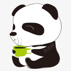 喝茶的大熊猫简图素材