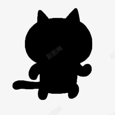 卡通猫咪黑色剪影图标图标