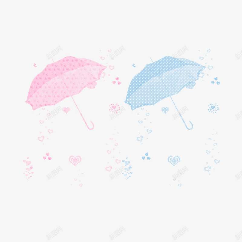 唯美粉色蓝色雨伞png免抠素材_新图网 https://ixintu.com 卡通 唯美 手绘 简图 粉色的 蓝色的 雨伞