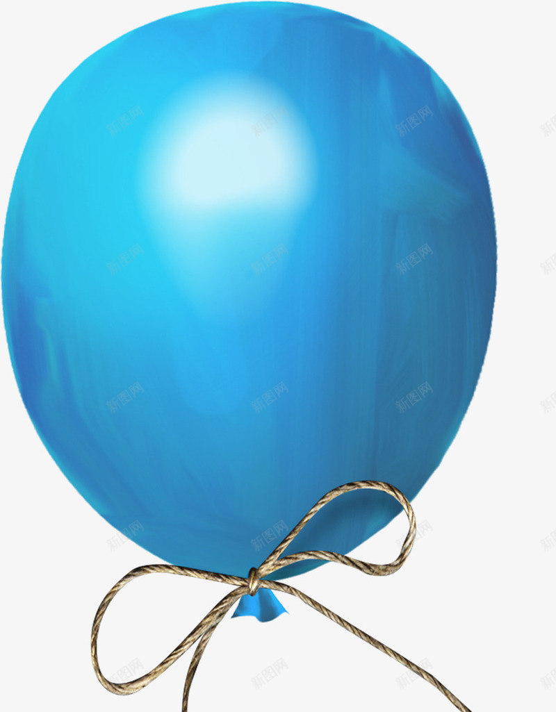漂亮蓝色气球png免抠素材_新图网 https://ixintu.com 手绘气球 漂亮气球 绳子 蓝色气球 长绳