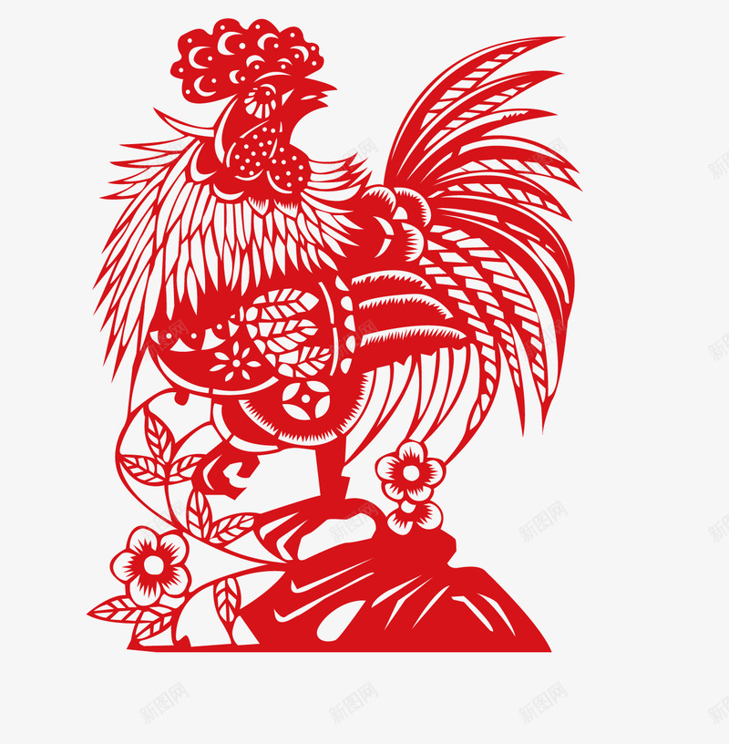 手绘合成红色的金鸡效果造型png免抠素材_新图网 https://ixintu.com 合成 效果 红色 造型 金鸡
