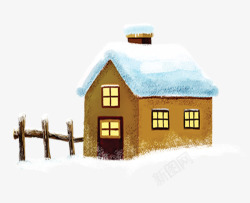 栅栏木屋精品图片雪地房子高清图片