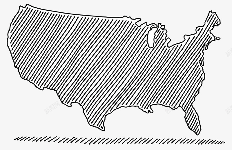 线描北美地图png免抠素材_新图网 https://ixintu.com 北美地图 简笔画 线描 线条