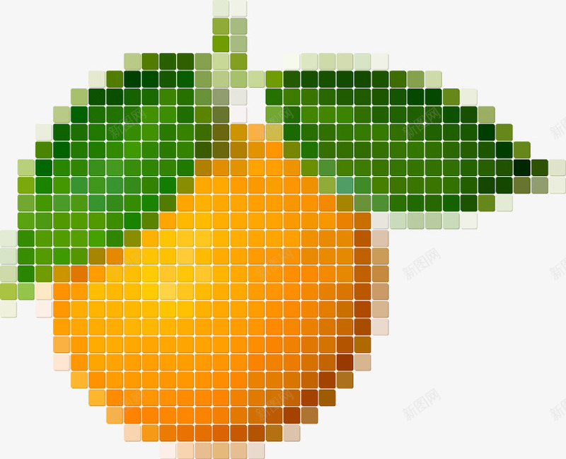 马赛克柑橘png免抠素材_新图网 https://ixintu.com 几何图水果 创意水果 柑橘 水果 马赛克水果 黄色