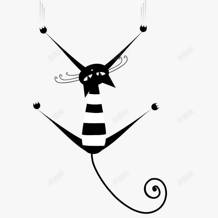 黑白猫咪图标png_新图网 https://ixintu.com 一只 卡通 可爱 尾巴 爪子 猫咪 白色 黑色
