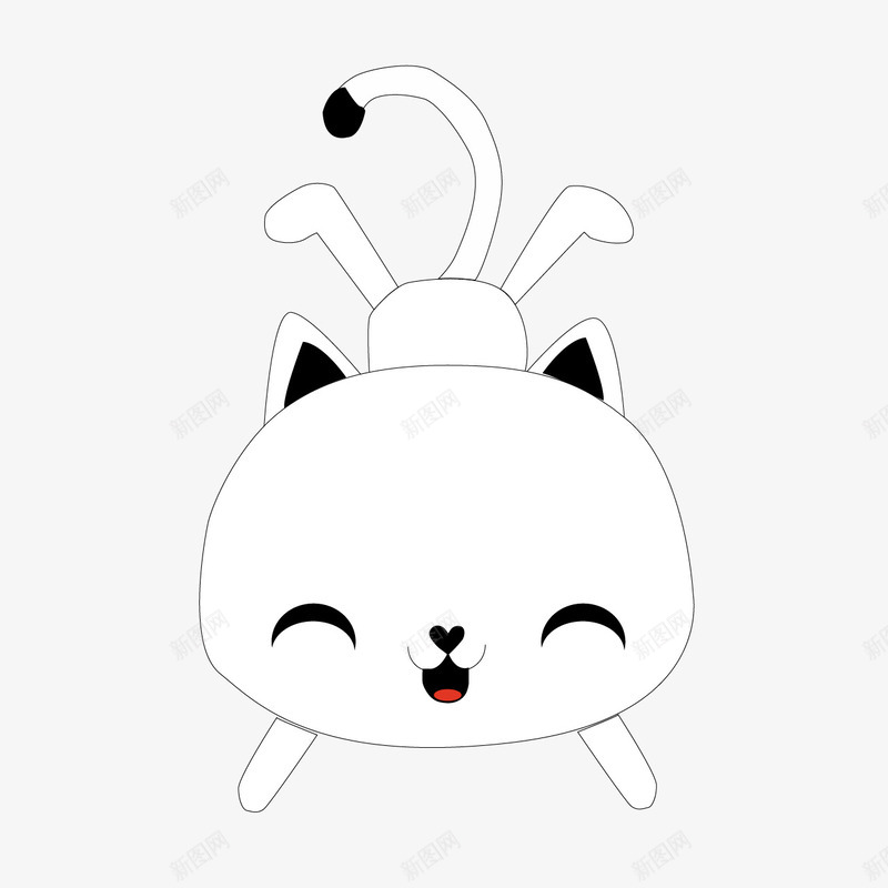白色猫咪png免抠素材_新图网 https://ixintu.com 大笑 尾巴 爱心鼻子 猫咪 耳朵