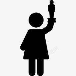 电影女演员奖女人抱着奥斯卡图标高清图片
