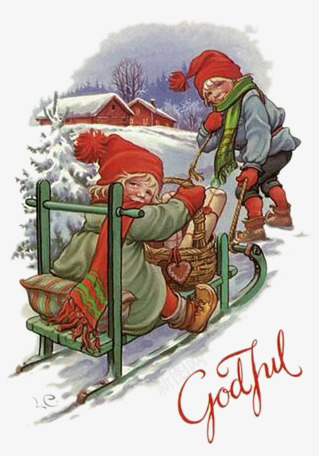 圣诞节雪地上玩乐的小孩png免抠素材_新图网 https://ixintu.com 圣诞节 玩乐的小孩 装饰图案 雪地