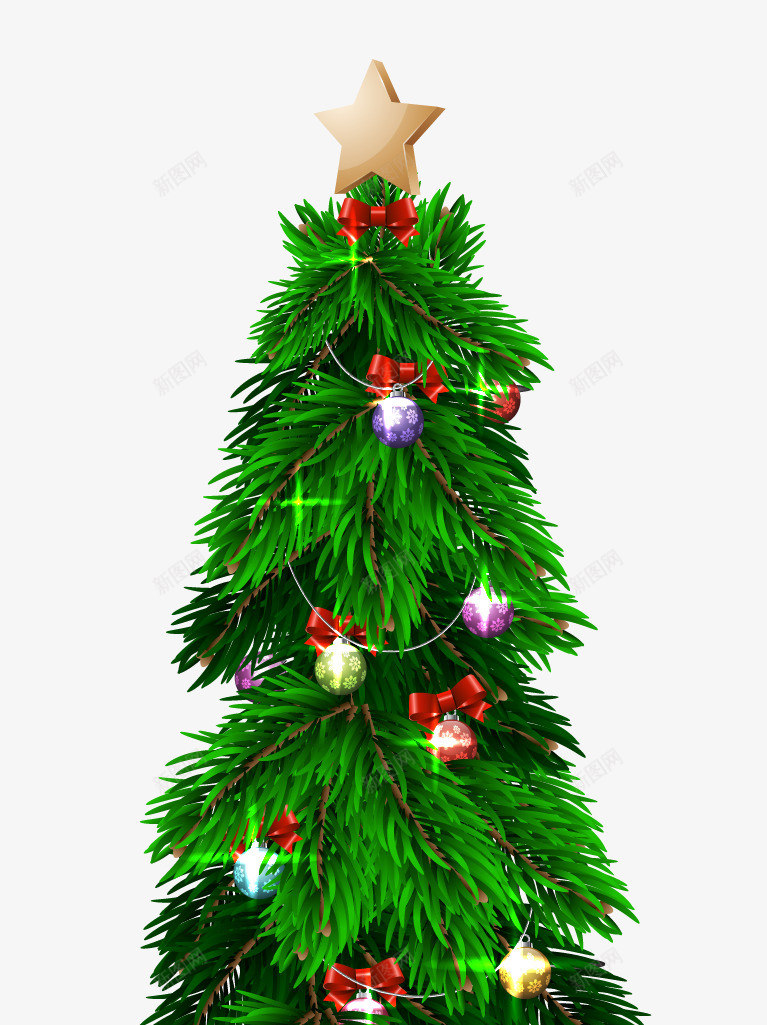 圣诞树绿色多种装饰元素png免抠素材_新图网 https://ixintu.com 卡通 圣诞树 星星 绿色 装饰