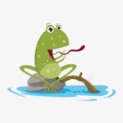 青蛙捕食绿色青蛙捕食昆虫元素矢量图高清图片