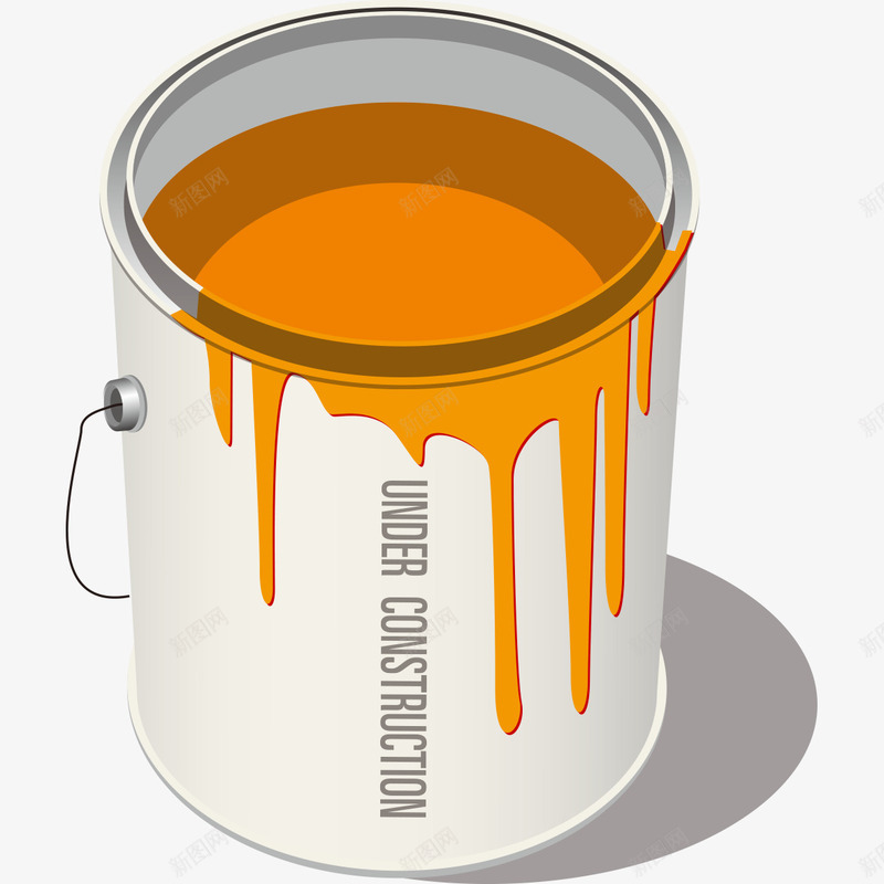 白色颜料桶png免抠素材_新图网 https://ixintu.com 橘红色 涂鸦 白色 颜料 颜料桶