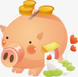 小金猪手绘卡通存钱罐高清图片