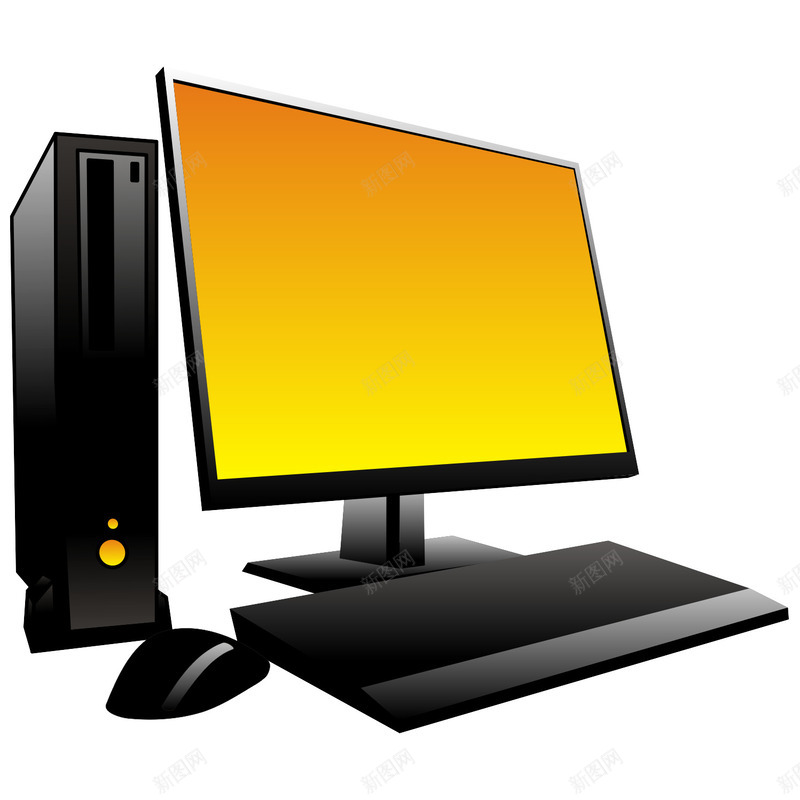 手绘黑色电脑png免抠素材_新图网 https://ixintu.com 主机 显示器 电脑 电视产品 鼠标